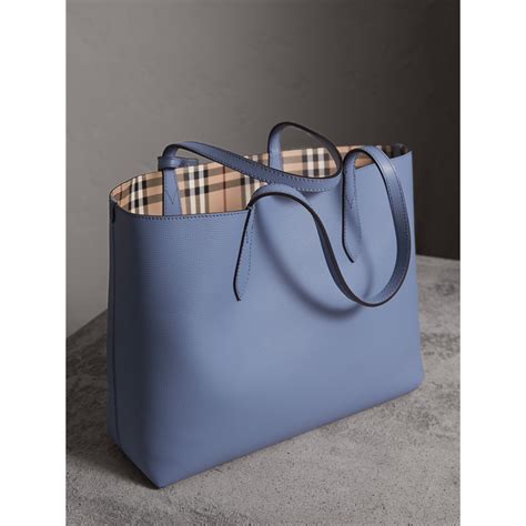 burberry haymarket medium reversible tote bag light blue check|burberry checked canvas tote bag.